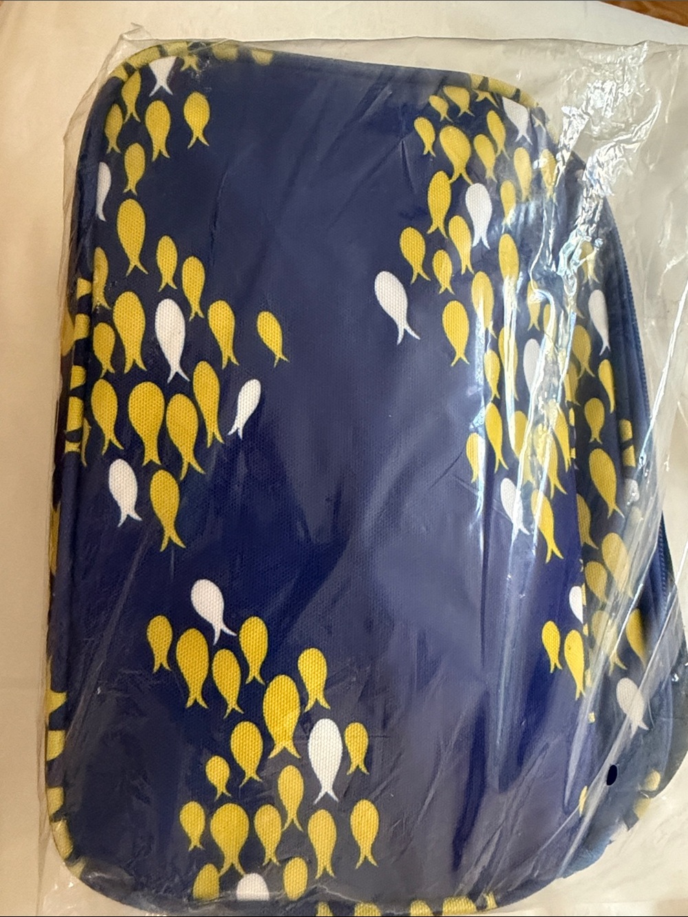 Fighting Eel Navy, Yellow, & White Fish Print Lunch Bag